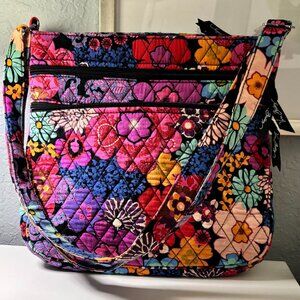 Vera Bradley Floral Fiesta Quilted Cotton Triple Zip Hipster Crossbody Bag